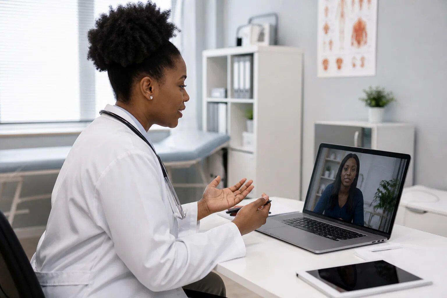 Clinician using digital health tools