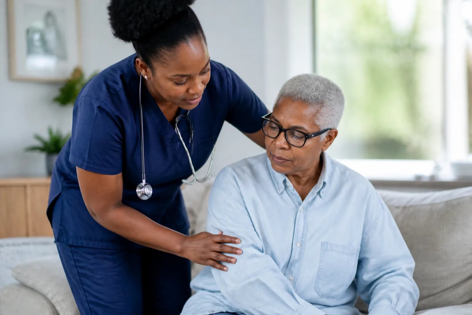 Healthcare professional providing attentive care